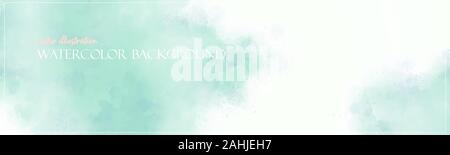 Grüne Minze Aquarell Hintergrund. Bunte Textur Banner mit kostenlosen Speicherplatz für Ihre Grafik oder Text. Vektor Illustrator. Ethereal Farben. Stock Vektor
