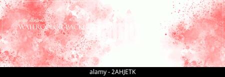 Red Aquarell Hintergrund. Blume Textur Banner mit kostenlosen Speicherplatz für Ihre Grafik oder Text. Vektor Illustrator. Ethereal Farben. Subtil. Stock Vektor