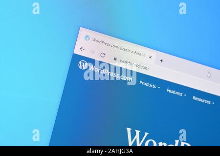 NY, USA - Dezember 16, 2019: Homepage von wordpress Webseite auf dem Display des PC, url-Bloggen Sie auf wordpress.com. Stockfoto