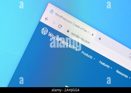 NY, USA - Dezember 16, 2019: Homepage von wordpress Webseite auf dem Display des PC, url-Bloggen Sie auf wordpress.com. Stockfoto