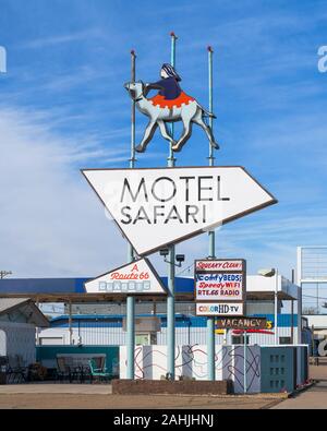 Historische Motel Safari mit 722 E Route 66 Blvd in Santa Fe, New Mexico Stockfoto