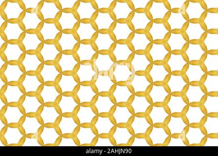 Aquarell nahtlose geometrische Muster Abbildung. Hintergrund Textur. In gelb, braun, gold Farben auf weißem Hintergrund. Stockfoto
