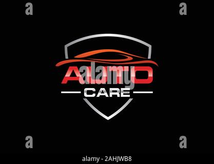 Auto Logo Vorlage vektor Symbol Silber und Rot, Garage. Auto Dienstleistungen Symbol. Autos Sign Abbildung. Automobile Symbol logo. Stock Vektor