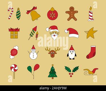 Weihnachten Icon Set Stock Vektor