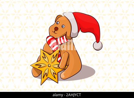 Cute Vector Abbildung: Hund holding Stern auf Händen Stock Vektor