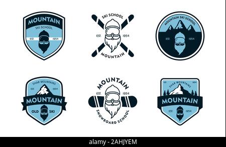 Ski und Snowboard Abzeichen. Vector Illustration Stock Vektor