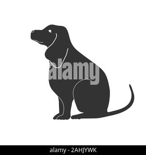 Silhouette einer gute heimische Hund. Auf einem weißen Hintergrund. Vector Illustration für Verschlüsse, Stempel, scrapbooking. Flat Style. Stock Vektor