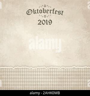 Vintage Hintergrund mit zerrissenen öffnen Papier kariert Muster für das Oktoberfest 2019 Stock Vektor