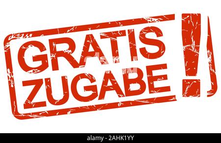 Red grunge Stempel mit Rahmen, große Ausrufezeichen und Text kostenlose Ergänzung (in deutscher Sprache) Stock Vektor