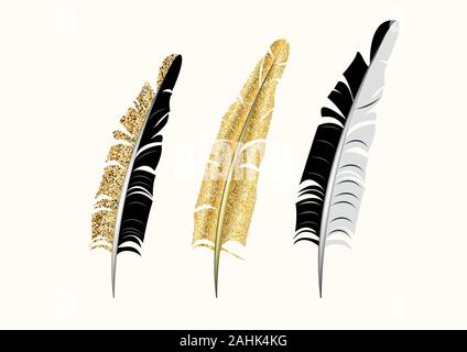 Vogelfeder auf weißem Hintergrund - Vector Illustration Stock Vektor