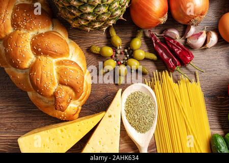 Verschiedene frische Früchte und Gemüse Standlicht Stockfoto