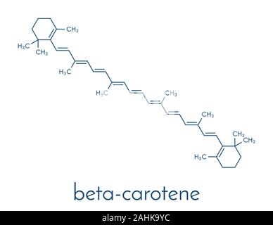Beta-carotin pigment Molekül. Skelettmuskulatur Formel. Stock Vektor