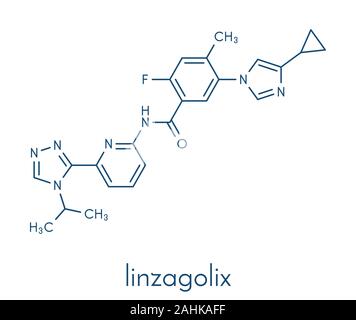 Linzagolix Droge Molekül. Skelettmuskulatur Formel. Stock Vektor