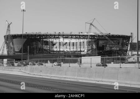 Allgemeine Ansicht der Baustelle von Allegiant Stadium, in Las Vegas. Das Stadion wird die Heimat der Las Vegas Räuber und die UNLV. Stockfoto