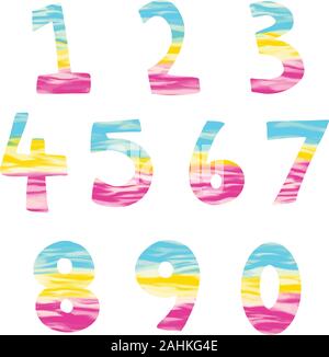 Bunte Cartoon Zahlen für Kinder zu zählen 1 bis 9 Vektorgrafiken Stock Vektor