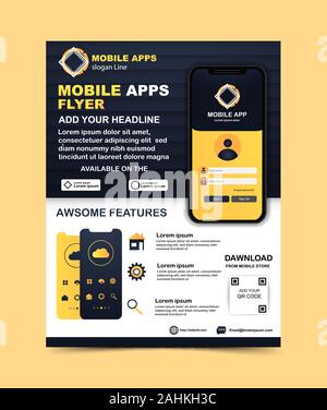 Mobile App Flyer Vorlage vector Template Stock Vektor