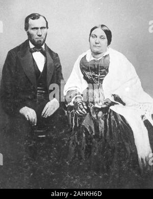 Allan Pinkerton, Allan J. Pinkerton (1819 - 1884) Scottish - amerikanische Detektiv und Spion, der für die Erstellung der Pinkerton National Detective Agency bekannt. Portrait von Mann und Frau Allan Pinkerton, Gründer von Pinkerton National Detective Agency, und Joan Carfrae Pinkerton. Stockfoto