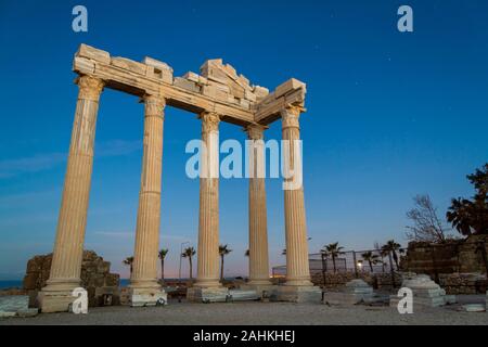 Nacht Apollo Tempel side Türkei Stockfoto