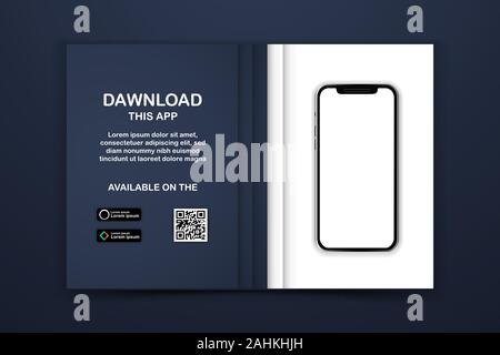 Seite zum Herunterladen des Mobile App Mock-up-Vektor Stock Vektor