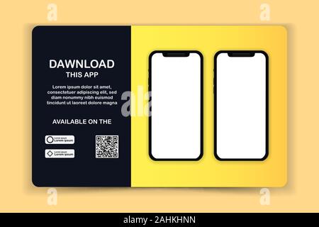 Seite zum Herunterladen des Mobile App Mock-up-Vektor Stock Vektor