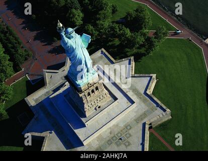 Luftaufnahme der Freiheitsstatue, New York, US. Stockfoto