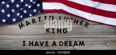 Martin Luther King Jr. Day Hintergrund mit Text Wortlaut Stockfoto