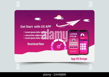 Mobile App ux Design Vector template Konzept Stock Vektor