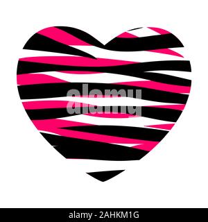 Happy Valentines Tag Karte mit Herz und Zebramuster. Vector Illustration Stock Vektor