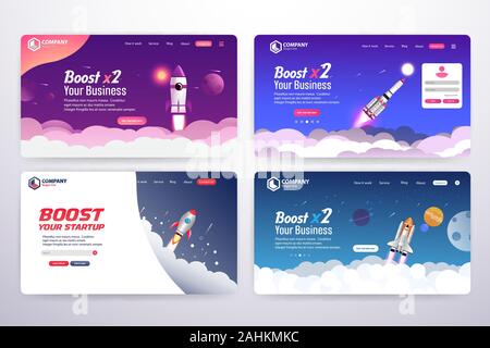 Sammlung von Boost Business Website Landing Page Vector Template Design Konzept Stock Vektor