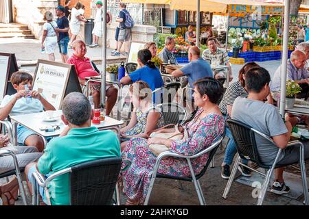 Valencia Spanien, lateinamerikanisches Latino, Ciutat Vella, Altstadt, historisches Viertel, Mercat Central, Zentralmarkt, öffentlicher platz, Platz, Los Pioneros, Restaurant Stockfoto