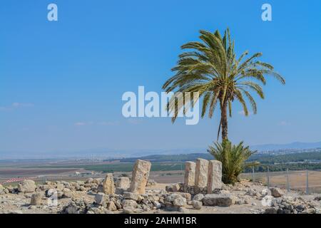 Archäologische Funde in Tel Megiddo National Park, World Heritage Site. Isebels Tal, im Norden Israels Stockfoto