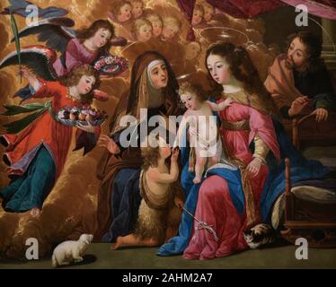 Josefa de Óbidos (Josefa de Ayala Figueira) (1630-1684). Pintora portuguesa. Sagrada Família con San Juan Bautista, Santa Isabel y Ángeles, 1678. Museo de la Misericordia de Porto (Museu da Misericordia do Porto). Porto (Porto). Portugal. Stockfoto