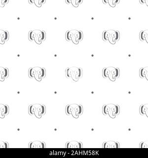 Nahtlose Muster mit niedlichen Elefanten und Polka Dot in den weißen Hintergrund Stock Vektor