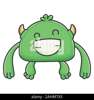 Green Goblin Cartoon Monster isoliert auf weißem Stock Vektor