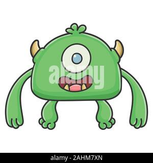 Green Goblin Cartoon Monster isoliert auf weißem Stock Vektor