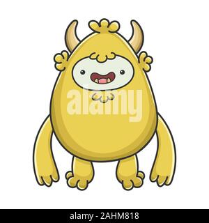 Happy yeti Gelbe goblin Cartoon Monster isoliert auf weißem Stock Vektor