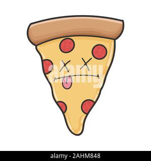Tote Stück Pizza cartoon isoliert auf weißem Stock Vektor