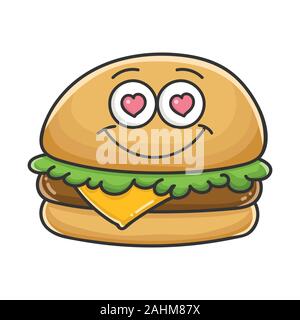 In liebe Käse burger Cartoon Illustration isoliert auf weißem Stock Vektor