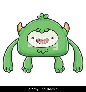 Gerne grün Yeti Cartoon Monster isoliert auf weißem Stock Vektor