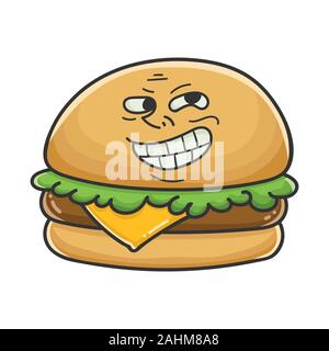 Trolling meme Käse burger Cartoon Illustration isoliert auf weißem Stock Vektor