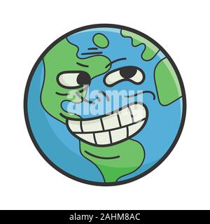 Trolling meme Planet Erde Cartoon Illustration isoliert auf weißem Stock Vektor