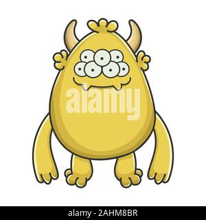 Gerne gelbe Goblin Cartoon Monster isoliert auf weißem Stock Vektor