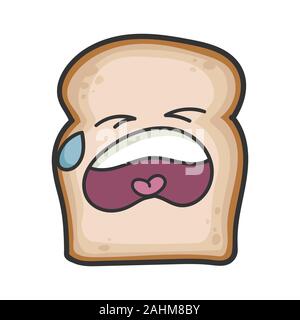 Weinend Scheibe brot Cartoon Illustration isoliert auf weißem Stock Vektor