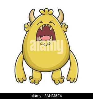 Schreiend gelbe Goblin Cartoon Monster isoliert auf weißem Stock Vektor