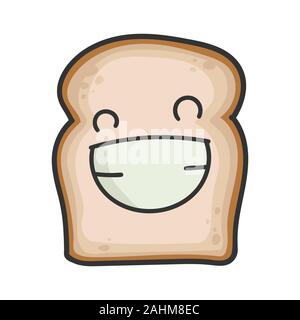 Glücklich lächelnde Scheibe brot Cartoon Illustration isoliert auf weißem Stock Vektor
