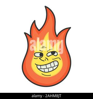 Meme Troll Feuerball Cartoon Illustration auf weißen isoliert Stock Vektor