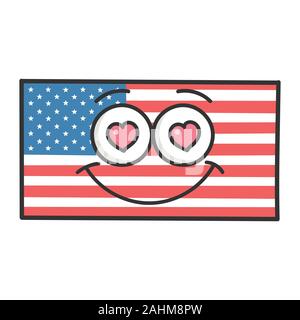 In liebe amerikanische Flagge Cartoon Illustration isoliert auf weißem Stock Vektor