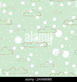 Nahtlose Hintergrund mit goldenen Regen Wolken auf weißem Hintergrund. Vector Illustration Stock Vektor