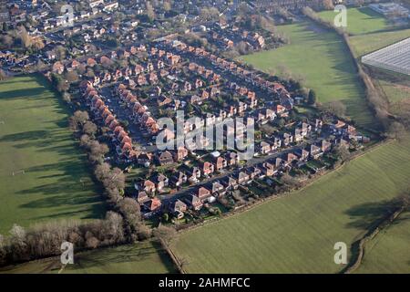 Luftaufnahme von Drayton Antriebsgehäuse bei Heald Green, Cheadle, Cheshire, Großbritannien Stockfoto