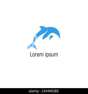 Moderne Dolphin smart Fische springen Logo im Meer template Design für Hotels, Reisen, Spa, Strand Service, Gesundheitswesen, Freizeit, Erholungsorte oder Oceanfront Hote Stock Vektor